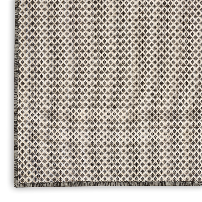 Nourison Courtyard 3' x 5' Ivory Charcoal Fabric Modern Area Rug (3' x 5')
