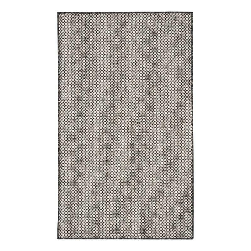 Nourison Courtyard 3' x 5' Ivory Charcoal Fabric Modern Area Rug (3' x 5')