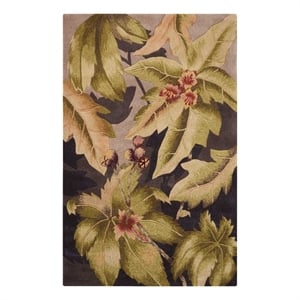 Nourison Tropics 63&quot x 99&quot Wool Indoor Rug in Plum Purple Floral Finish