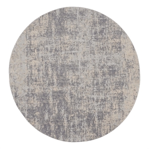Nourison Rustic Textures 63&quot Round Fabric Indoor Rug in Ivory/Silver Painterly