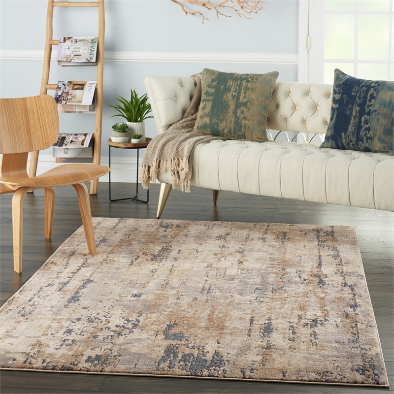 Nourison Concerto 6' x 9' Beige Gray Fabric Modern Area Rug (6' x 9')