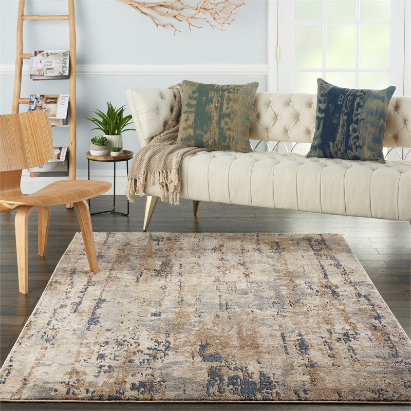 Nourison Concerto 6' x 9' Beige Gray Fabric Modern Area Rug (6' x 9')