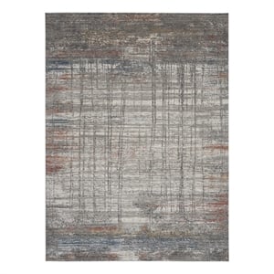 Nourison Rustic Textures 94&quot x 126&quot Fabric Indoor Rug in Gray/Multi Painterly