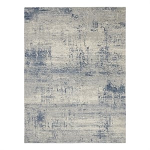Nourison Rustic Textures 94&quot x 126&quot Fabric Indoor Rug in Ivory/Blue Artistic