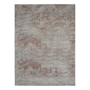 Nourison Rustic Textures 94&quot x 126&quot Fabric Indoor Rug in Light Gray/Rust