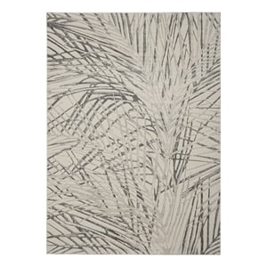 Nourison Rustic Textures 94&quot x 126&quot Fabric Indoor Rug in Ivory/Gray Painterly