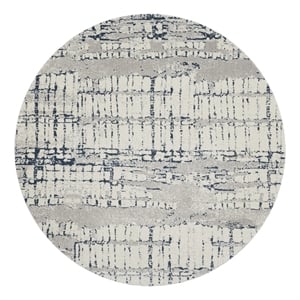Nourison Twilight 96&quot Round Wool Indoor Rug in Ivory/Navy Finish