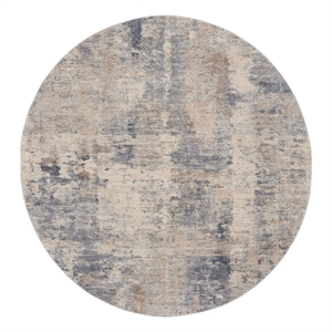Nourison Rustic Textures 94&quot Round Fabric Indoor Rug in Beige and Gray Painterly