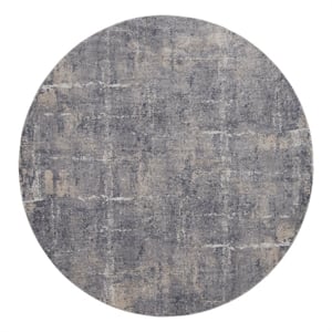 Nourison Rustic Textures 94&quot Round Fabric Indoor Rug in Gray/Beige Painterly