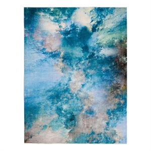 Nourison Le Reve 93&quot x 117&quot Fabric Indoor Rug in Seafoam Green Artistic