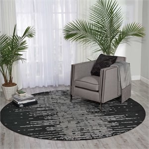 Nourison Twilight 96&quot Round Wool Indoor Rug in Flint Charcoal Finish