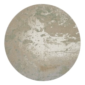 Nourison Twilight 96&quot Round Wool Indoor Rug in Ivory/Green Finish