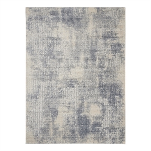 Nourison Rustic Textures 94&quot x 126&quot Fabric Indoor Rug in Blue/Ivory Painterly
