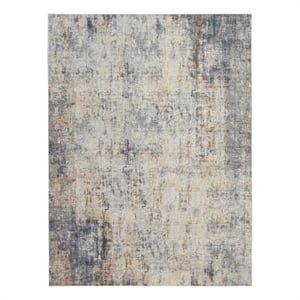 Nourison Rustic Textures 94&quot x 126&quot Fabric Indoor Rug in Gray/Beige Painterly