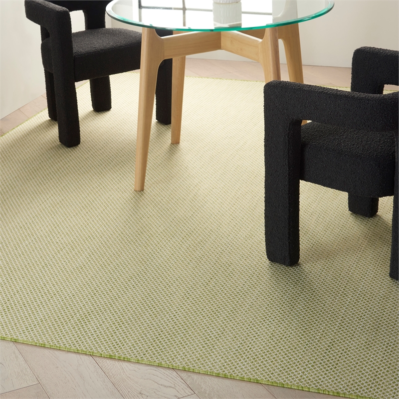 Nourison Courtyard 9' x 12' Ivory Green Fabric Modern Area Rug (9' x 12')