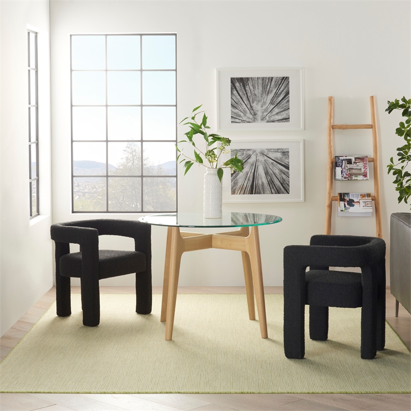 Nourison Courtyard 9' x 12' Ivory Green Fabric Modern Area Rug (9' x 12')