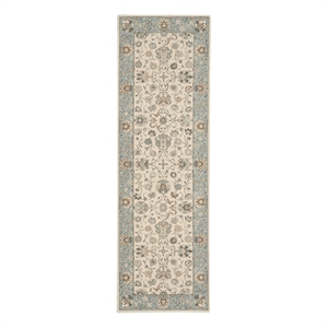 Nourison Living Treasures 30&quot x 96&quot Wool Indoor Rug in Ivory-Aqua