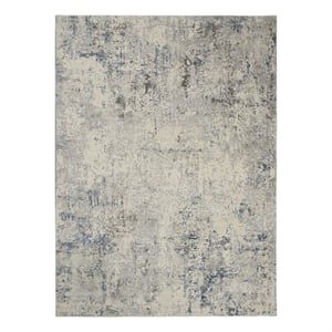 Nourison Rustic Textures 111&quot x 153&quot Fabric Indoor Rug in Ivory & Gray Painterly