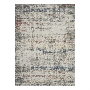 Nourison Rustic Textures 111&quot x 153&quot Fabric Indoor Rug in Light Gray Painterly