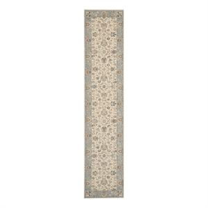 Nourison Living Treasures 30&quot x 144&quot Wool Indoor Rug in Ivory-Aqua