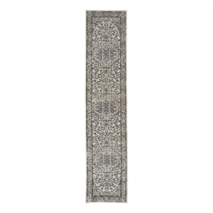 Nourison Concerto 12' Runner Ivory Gray Fabric Farmhouse Area Rug (12' Runner)