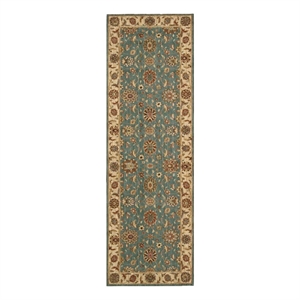 Nourison Living Treasures 30&quot x 96&quot Wool Indoor Rug in Aqua Blue