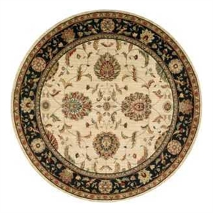 Nourison Living Treasures 70&quot Round Wool Indoor Rug in Ivory-Black