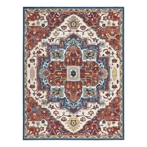 Nourison Parisa 93&quot x 117&quot Wool Indoor Rug in Red Brick/Ivory French Country