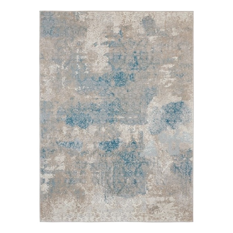 Nourison Karma 3'9&quot x 5'9&quot Ivory/Light Blue Farmhouse & Country Indoor Rug