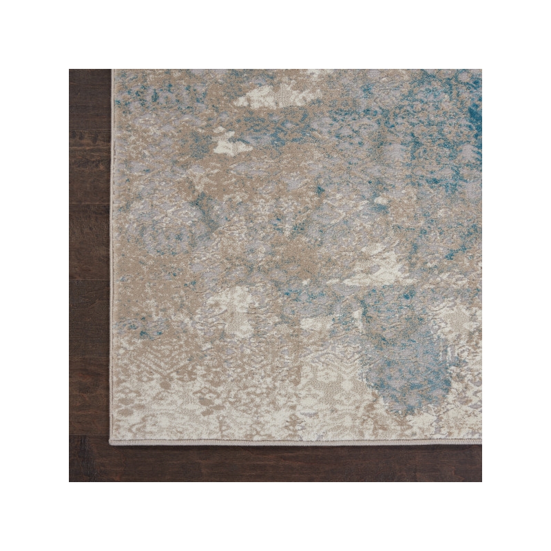 nourison karma 3'9&quot x 5'9&quot ivory/light blue farmhouse & country indoor rug