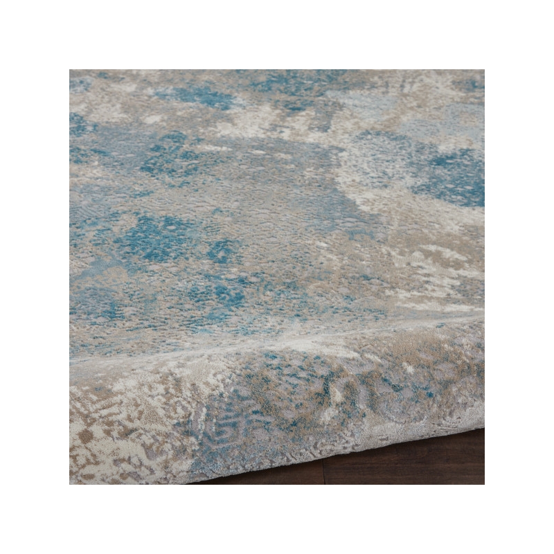 nourison karma 3'9&quot x 5'9&quot ivory/light blue farmhouse & country indoor rug