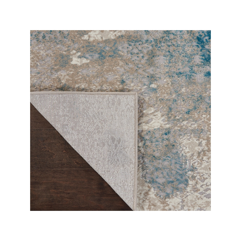 nourison karma 3'9&quot x 5'9&quot ivory/light blue farmhouse & country indoor rug