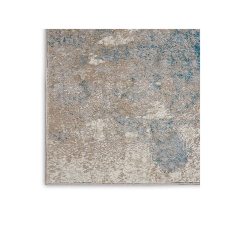 nourison karma 5'3&quot x 7'4&quot ivory/light blue farmhouse & country indoor rug