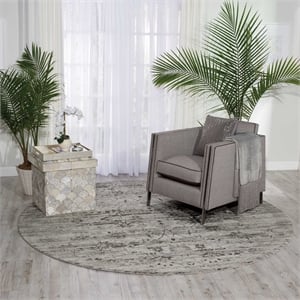 Nourison Twilight 96&quot Round Wool Indoor Rug in Silver Vintage Finish