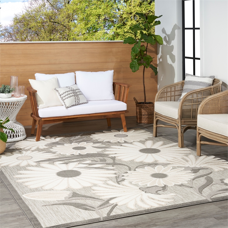 Nourison Aloha 9' x 12' Beige Fabric Contemporary Area Rug (9' x 12')