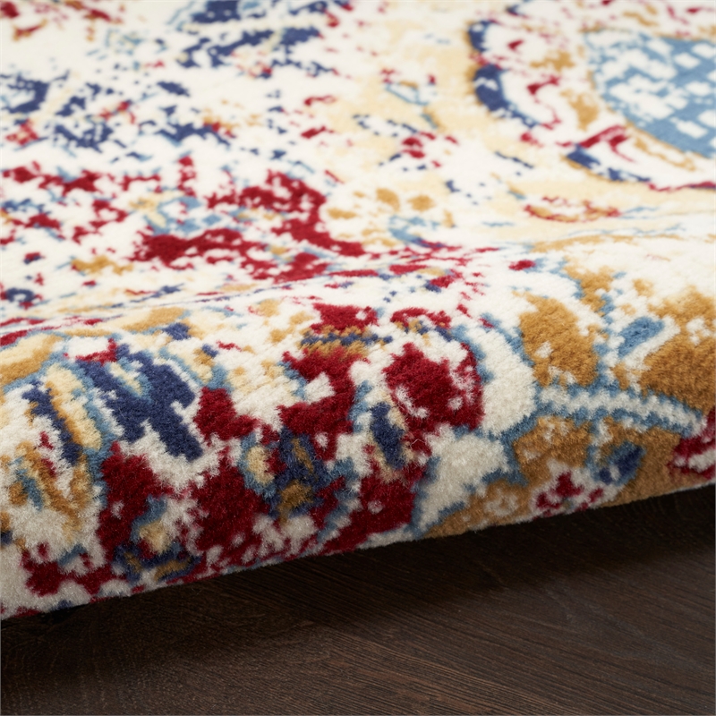 Nourison Grafix 8' x 10' Blue Multicolor Fabric Vintage Area Rug (8' x 10')