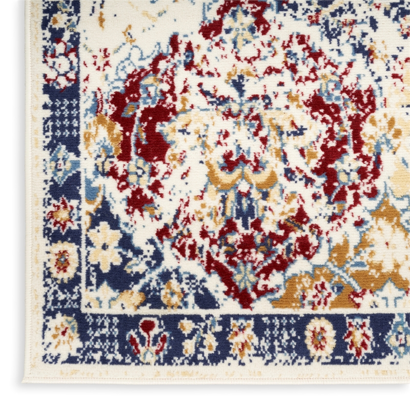 Nourison Grafix 8' x 10' Blue Multicolor Fabric Vintage Area Rug (8' x 10')
