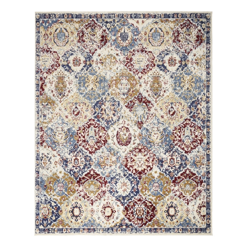 Nourison Grafix 8' x 10' Blue Multicolor Fabric Vintage Area Rug (8' x 10')