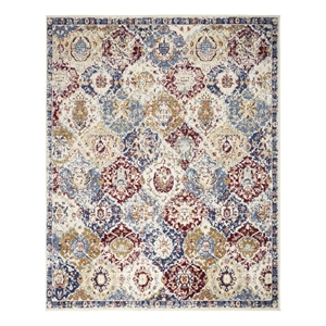 Nourison Grafix 8' x 10' Blue Multicolor Fabric Vintage Area Rug (8' x 10')