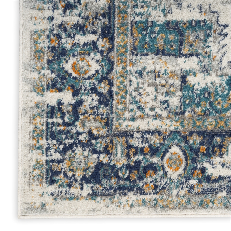 Nourison Passion 8' x 10' Ivory Gray Blue Fabric Vintage Area Rug (8' x 10')
