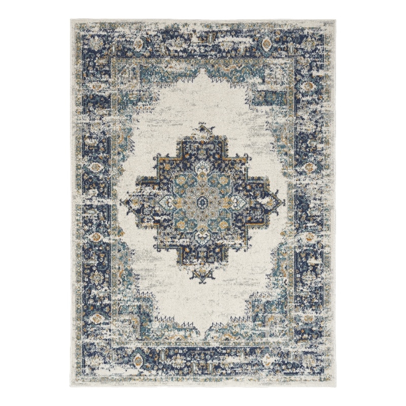 Nourison Passion 8' x 10' Ivory Gray Blue Fabric Vintage Area Rug (8' x 10')