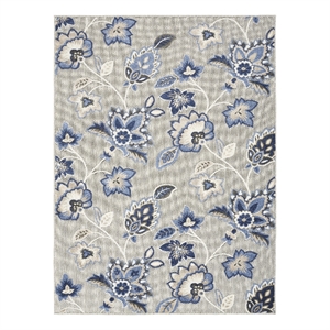 Nourison Aloha 63x89&quot Farmhouse Fabric Outdoor Rug in Blue/Gray Finish