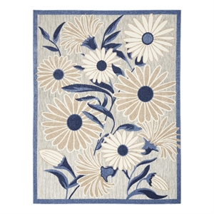 Nourison Aloha 5' x 8' Blue Gray Fabric Contemporary Area Rug (5' x 8')