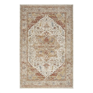 Nourison Petra 94x124&quot Fabric Indoor Rug in Ivory/Rust Vintage
