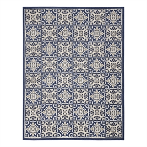 Nourison Aloha 42x66&quot Patterned Modern Fabric Rug in Blue Finish