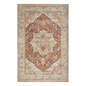 Nourison Petra 94x124&quot Fabric Indoor Rug in Ivory/Multi-Color Vintage