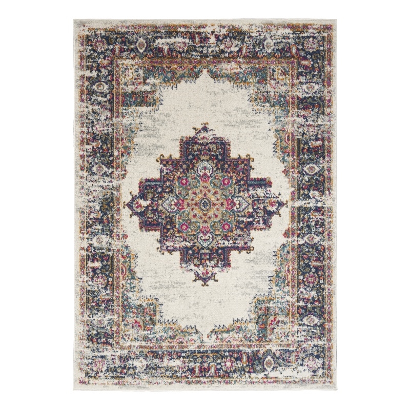 Nourison Passion 5' x 7' Ivory Blue Fabric Vintage Area Rug (5' x 7')
