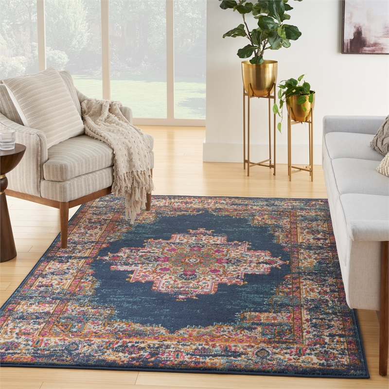 Nourison Passion 5' x 7' Navy Fabric Vintage Area Rug (5' x 7')
