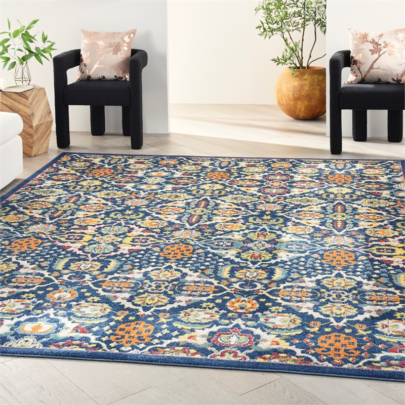 Nourison Allur 7' x 10' Navy Multicolor Fabric Bohemian Area Rug (7' x 10')