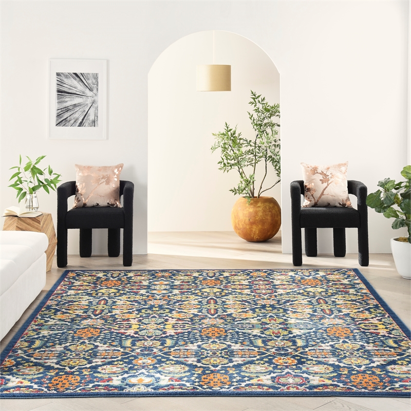 Nourison Allur 7' x 10' Navy Multicolor Fabric Bohemian Area Rug (7' x 10')